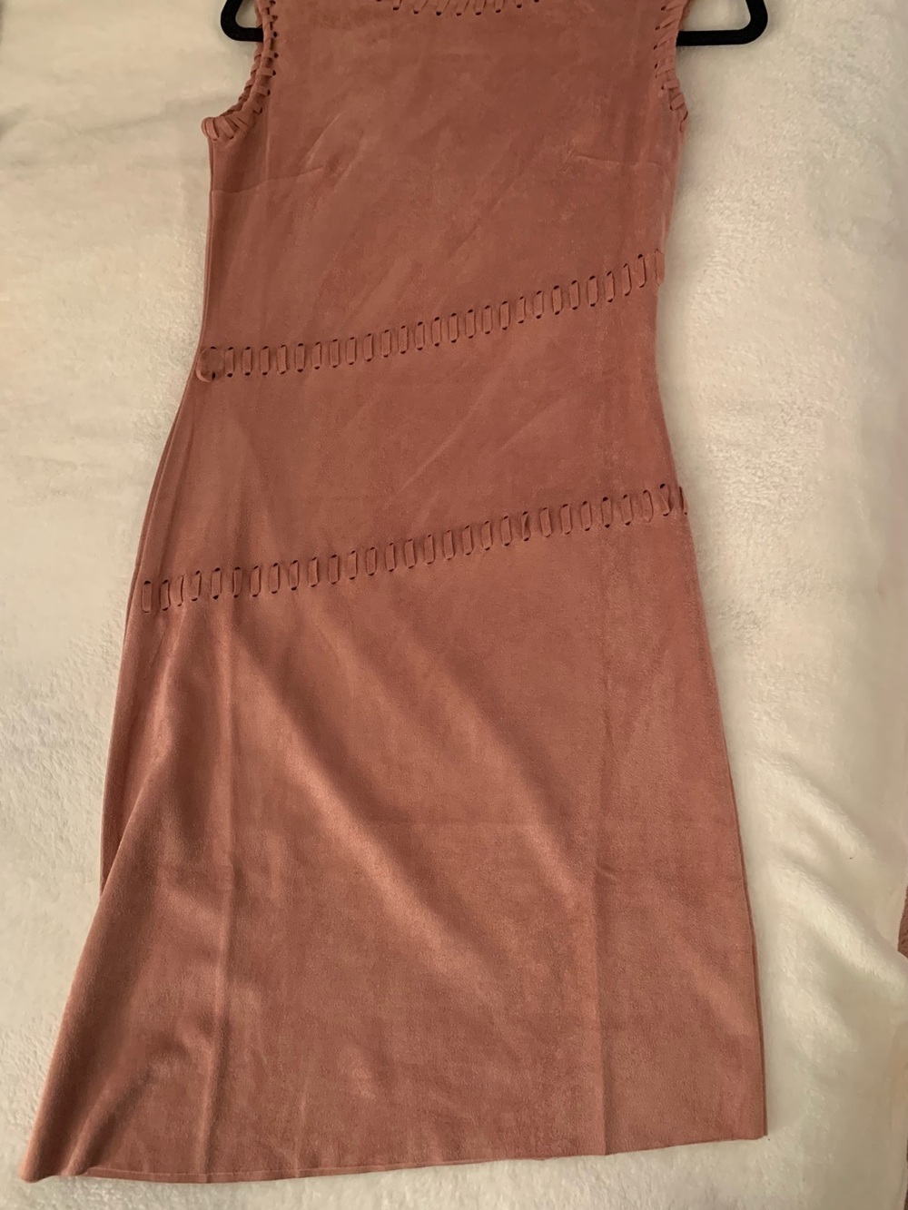 Sleeveless Rose Suede-Texture Midi Dress fits S/M